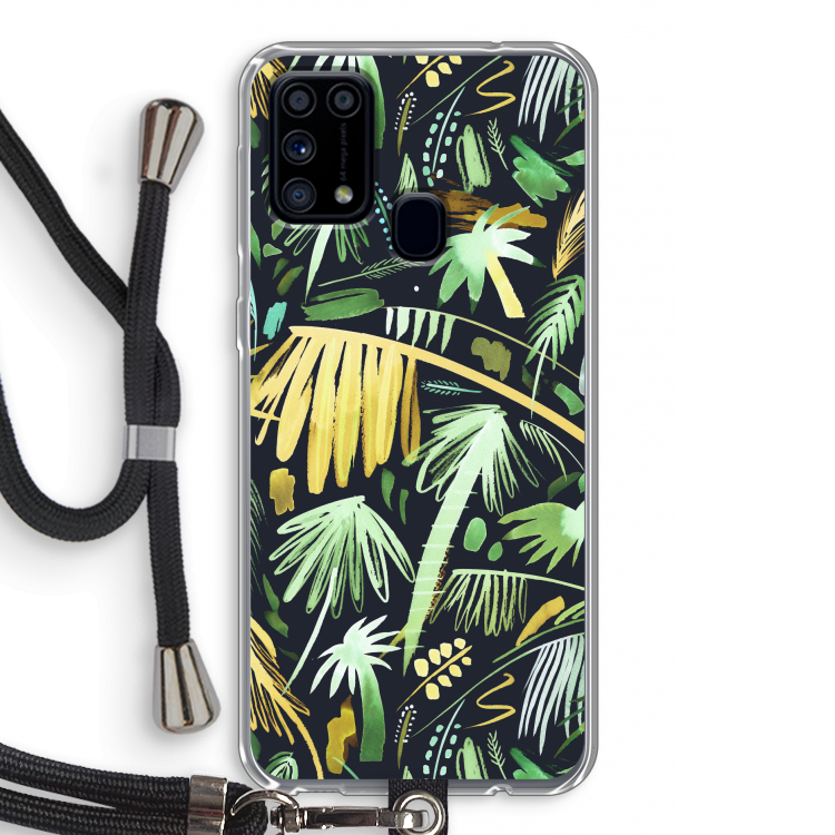 Tropical Palms Dark: Samsung Galaxy M31 Transparant Hoesje met koord