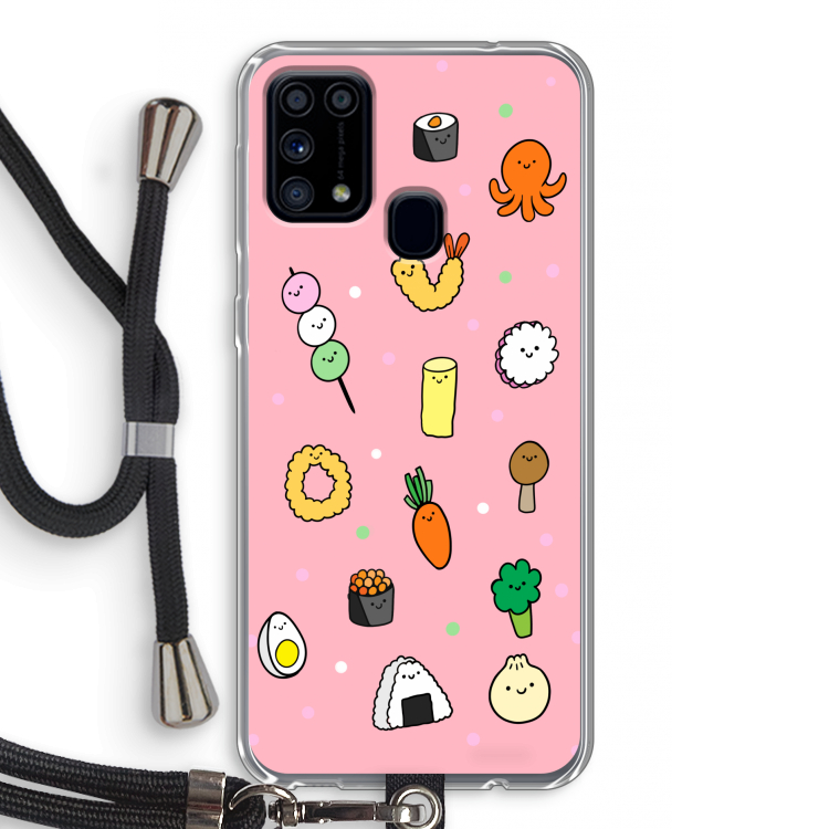 Happy bento friends: Samsung Galaxy M31 Transparant Hoesje met koord