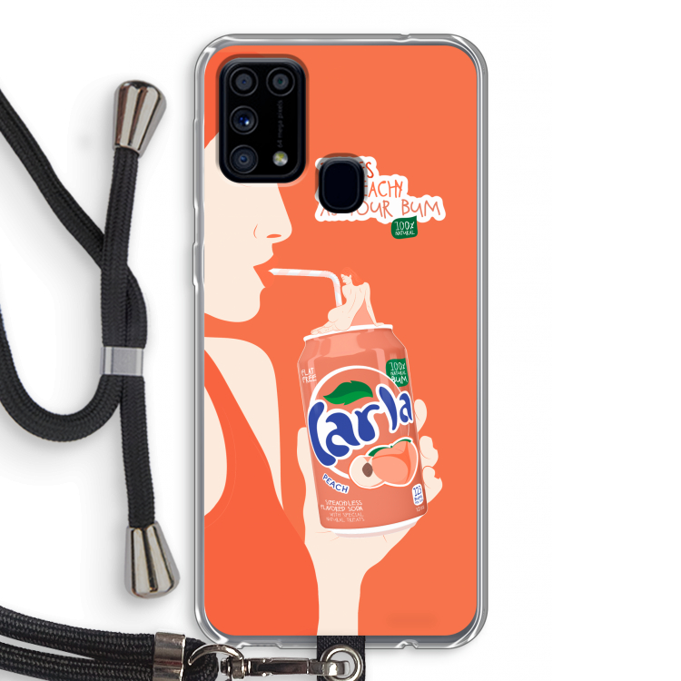 Peach please!: Samsung Galaxy M31 Transparant Hoesje met koord