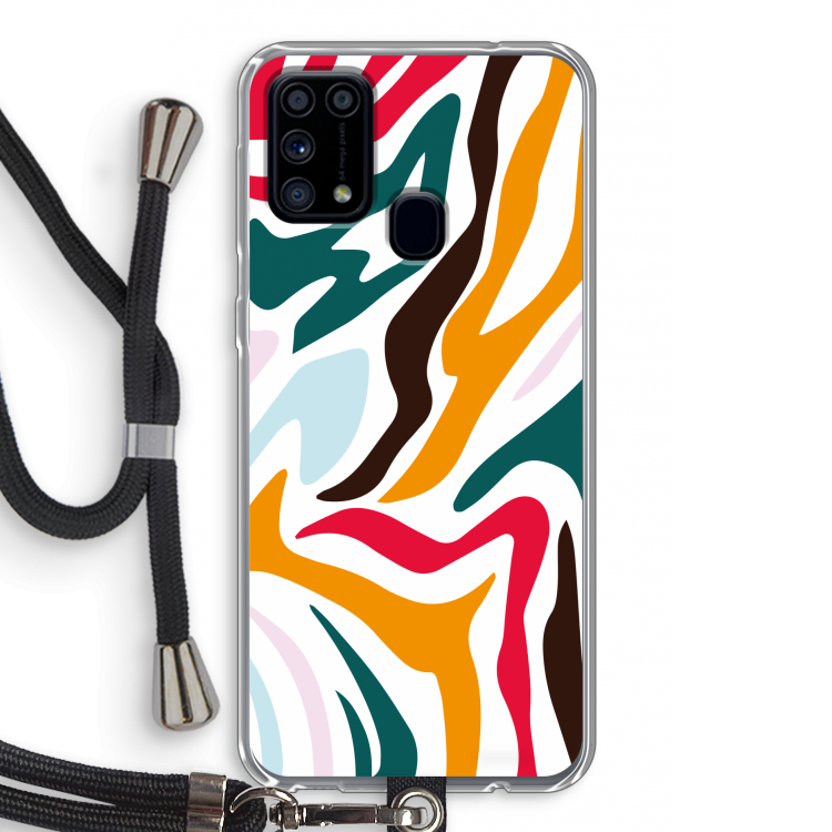 Colored Zebra: Samsung Galaxy M31 Transparant Hoesje met koord
