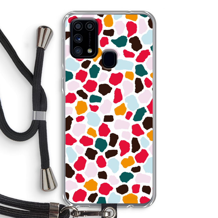 Colored Giraffe: Samsung Galaxy M31 Transparant Hoesje met koord