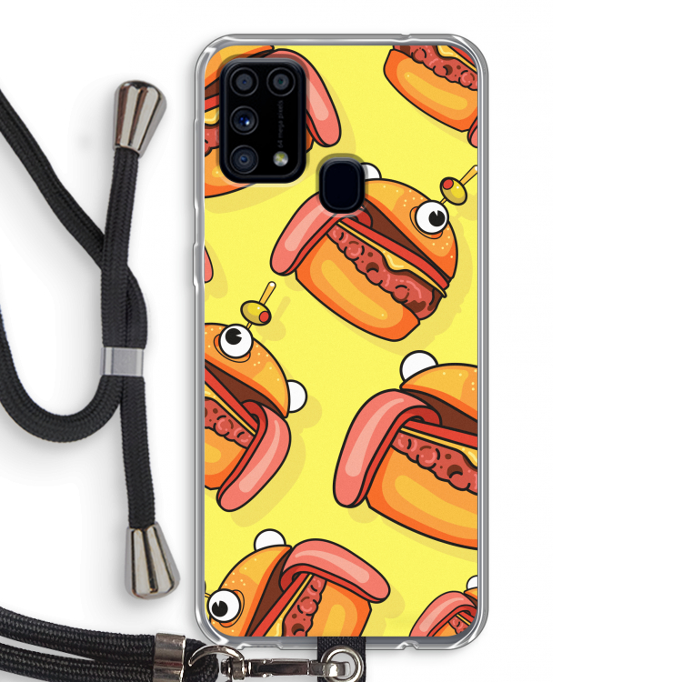 Hamburger: Samsung Galaxy M31 Transparant Hoesje met koord