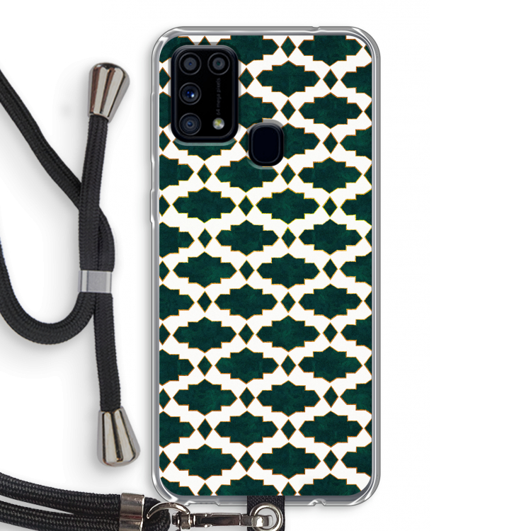 Moroccan tiles: Samsung Galaxy M31 Transparant Hoesje met koord