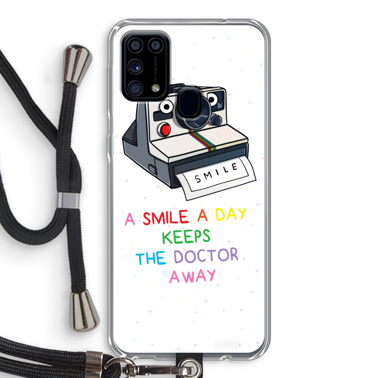 Smile: Samsung Galaxy M31 Transparant Hoesje met koord