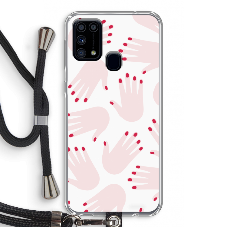 Hands pink: Samsung Galaxy M31 Transparant Hoesje met koord