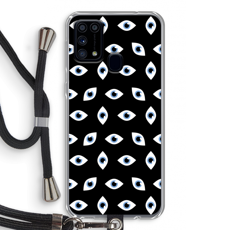 Eyes pattern: Samsung Galaxy M31 Transparant Hoesje met koord