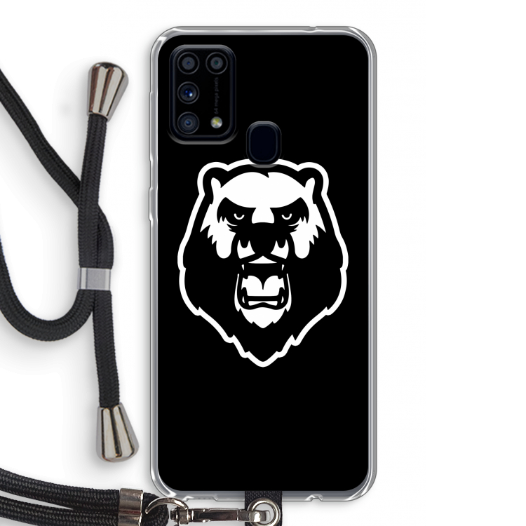 Angry Bear (black): Samsung Galaxy M31 Transparant Hoesje met koord