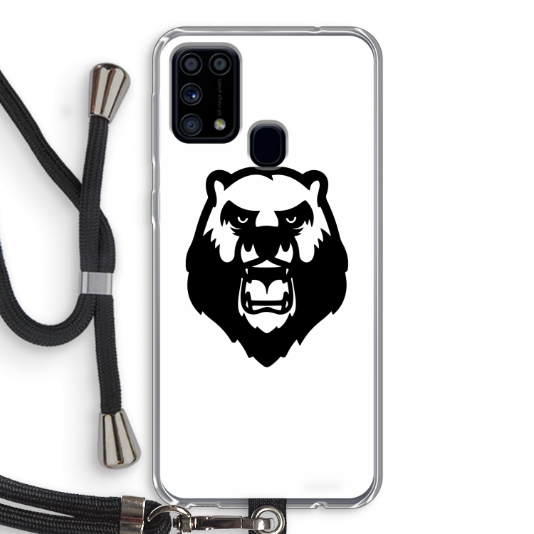 Angry Bear (white): Samsung Galaxy M31 Transparant Hoesje met koord