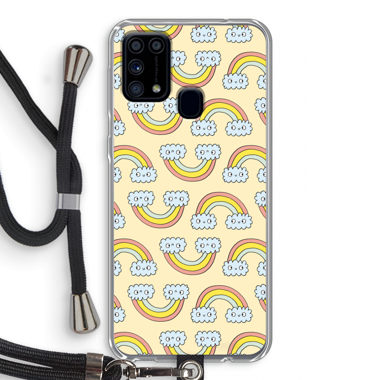 Regenboog: Samsung Galaxy M31 Transparant Hoesje met koord