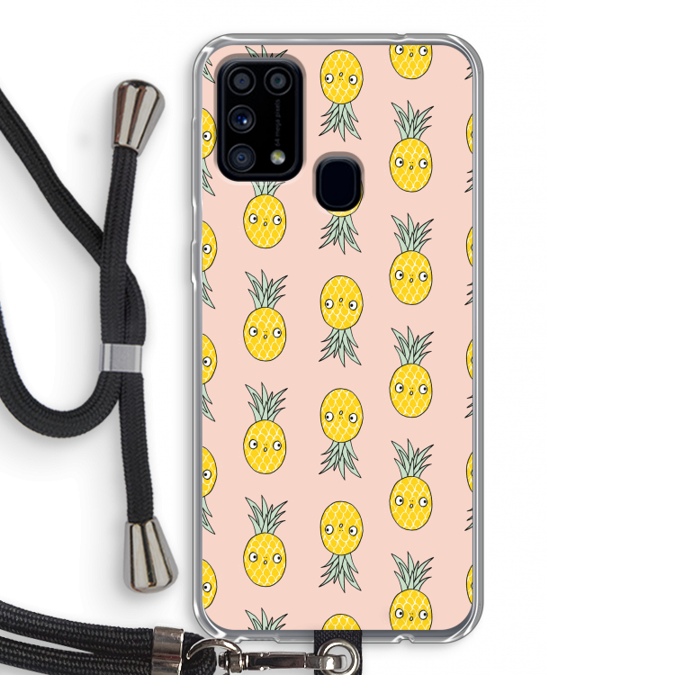 Ananas: Samsung Galaxy M31 Transparant Hoesje met koord
