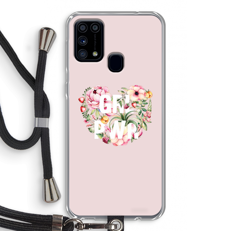 GRL PWR Flower: Samsung Galaxy M31 Transparant Hoesje met koord