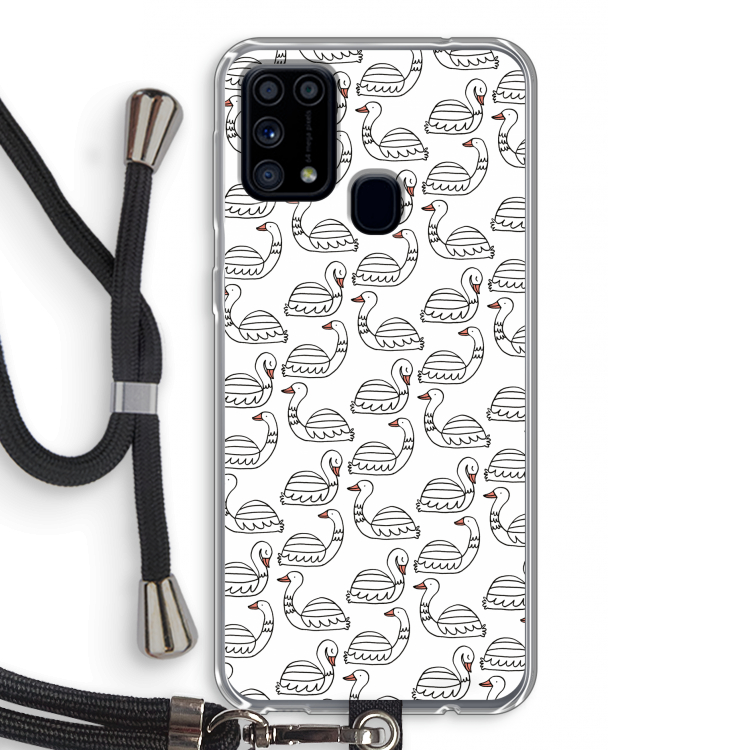 Zwanen: Samsung Galaxy M31 Transparant Hoesje met koord