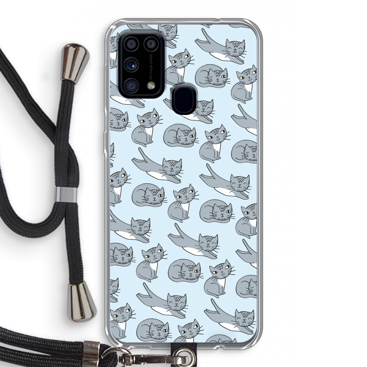 Poezen: Samsung Galaxy M31 Transparant Hoesje met koord