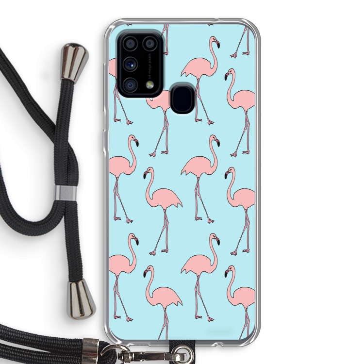 Anything Flamingoes: Samsung Galaxy M31 Transparant Hoesje met koord