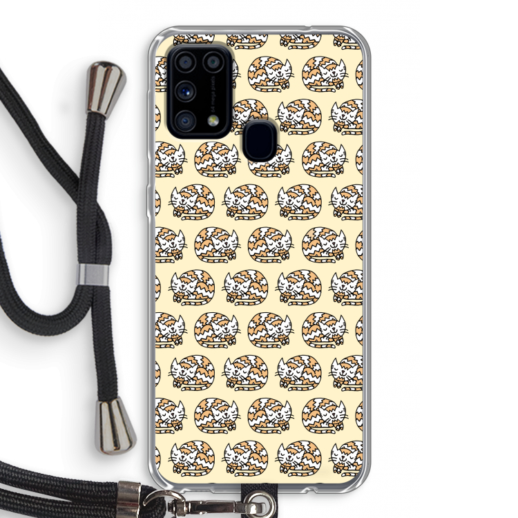 Slapende poes: Samsung Galaxy M31 Transparant Hoesje met koord
