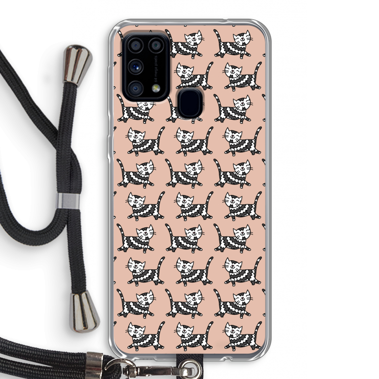 Zwarte poes: Samsung Galaxy M31 Transparant Hoesje met koord