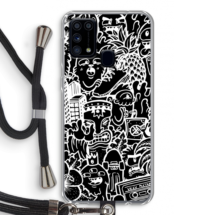Vexx Black Mixtape: Samsung Galaxy M31 Transparant Hoesje met koord
