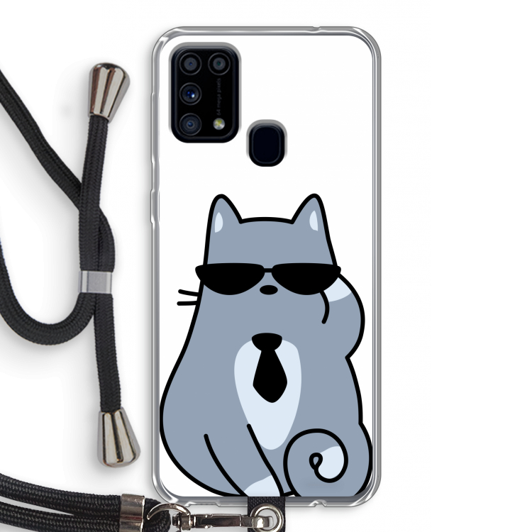Cool cat: Samsung Galaxy M31 Transparant Hoesje met koord