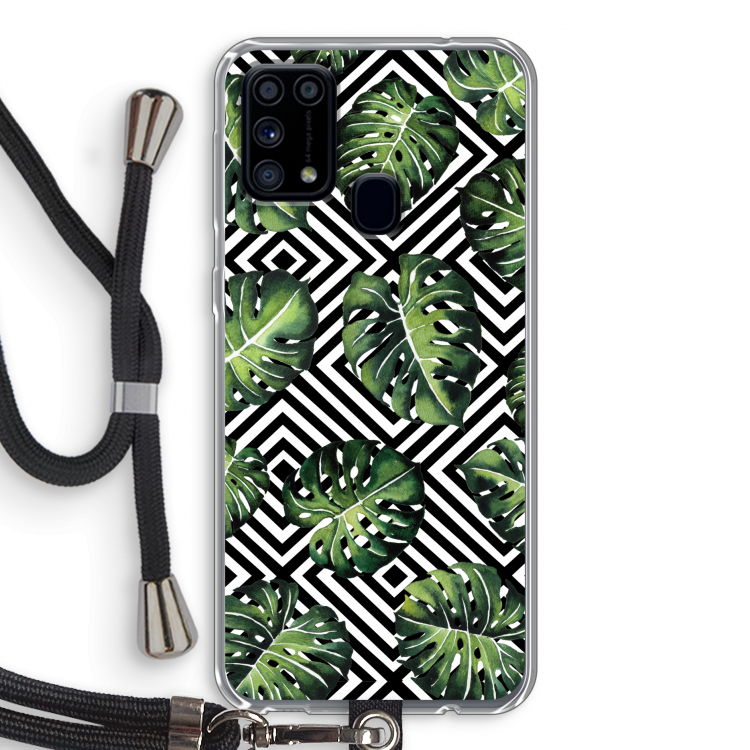 Geometrische jungle: Samsung Galaxy M31 Transparant Hoesje met koord