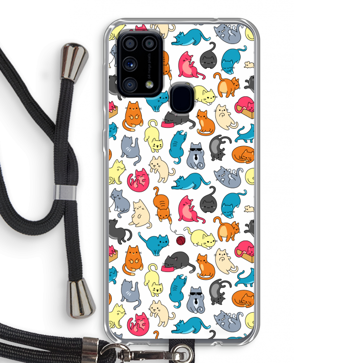 Kleurrijke katten: Samsung Galaxy M31 Transparant Hoesje met koord