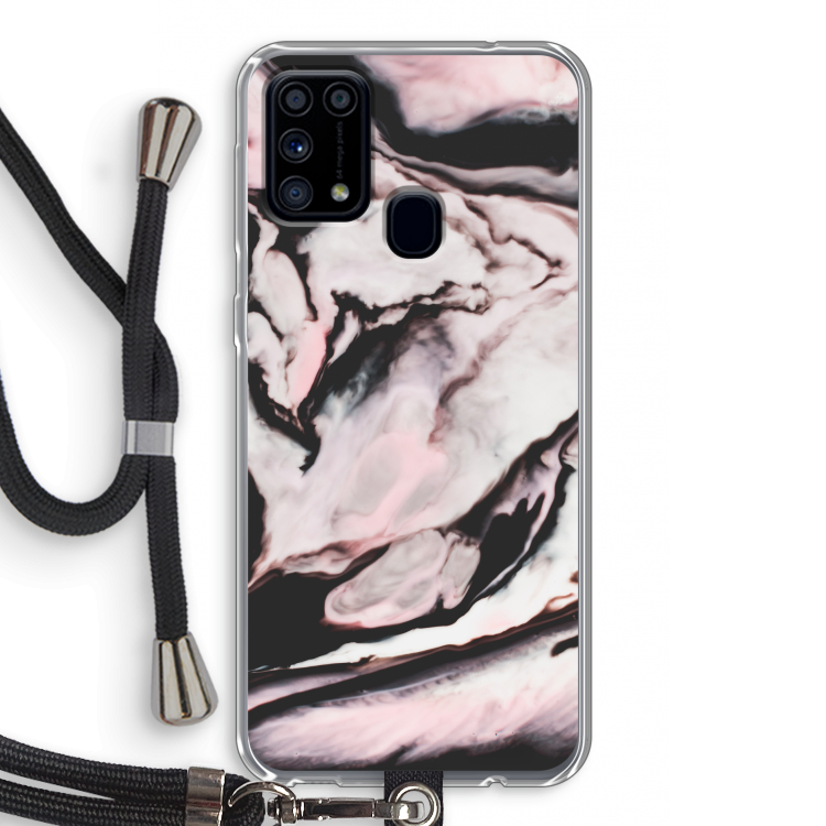 Roze stroom: Samsung Galaxy M31 Transparant Hoesje met koord
