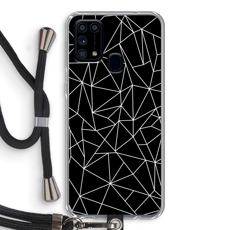 Geometrische lijnen wit: Samsung Galaxy M31 Transparant Hoesje met koord