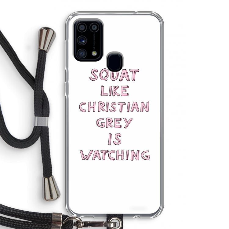 Christian Grey: Samsung Galaxy M31 Transparant Hoesje met koord