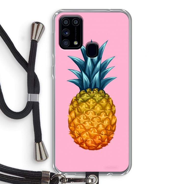 Grote ananas: Samsung Galaxy M31 Transparant Hoesje met koord