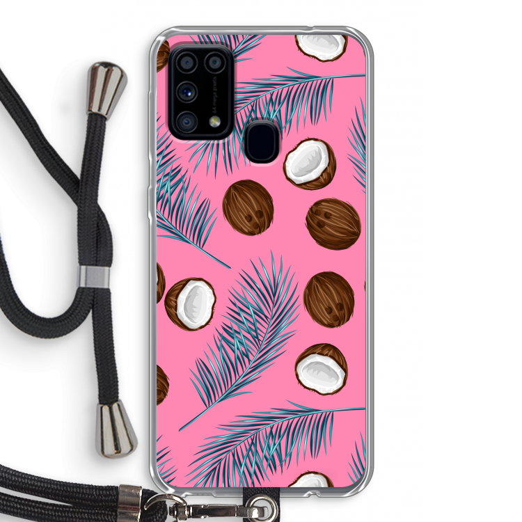 Kokosnoot roze: Samsung Galaxy M31 Transparant Hoesje met koord