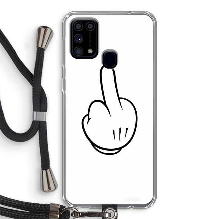 Middle finger white: Samsung Galaxy M31 Transparant Hoesje met koord