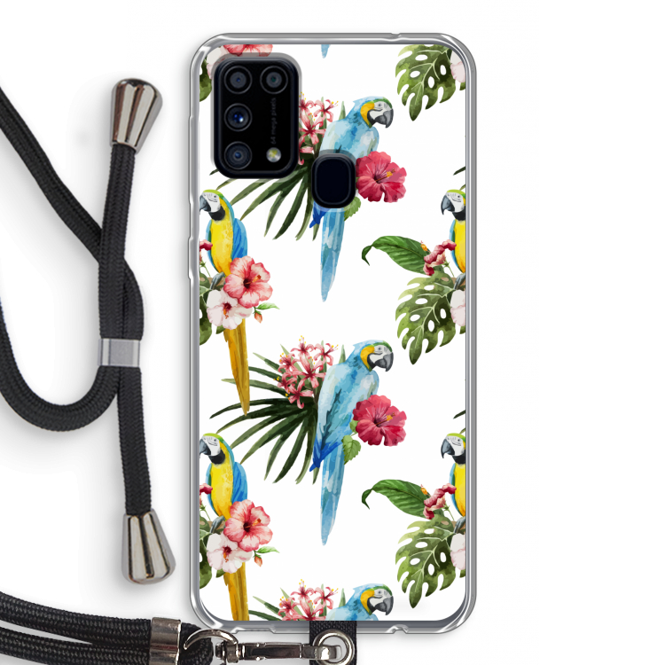 Kleurrijke papegaaien: Samsung Galaxy M31 Transparant Hoesje met koord