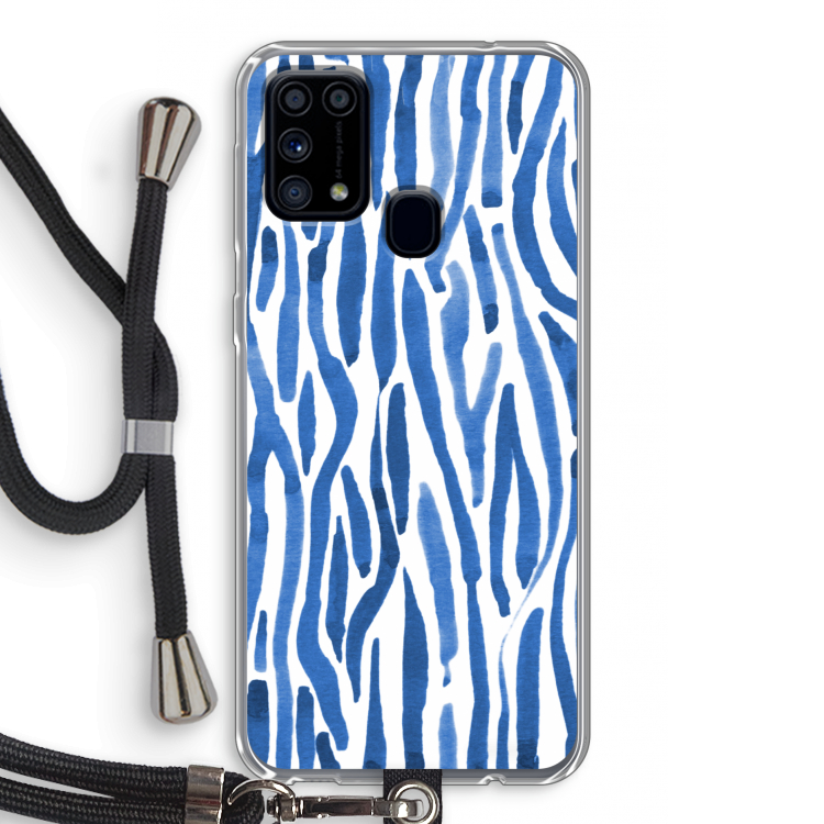 Blauwe nerven: Samsung Galaxy M31 Transparant Hoesje met koord