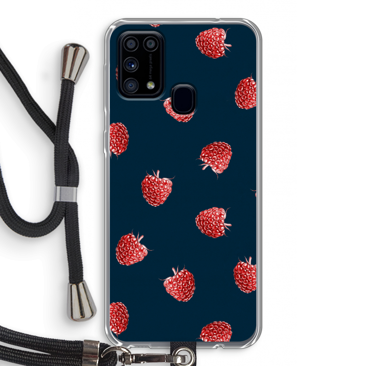 Framboosjes: Samsung Galaxy M31 Transparant Hoesje met koord