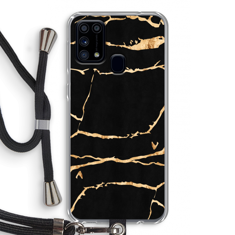 Gouden marmer: Samsung Galaxy M31 Transparant Hoesje met koord
