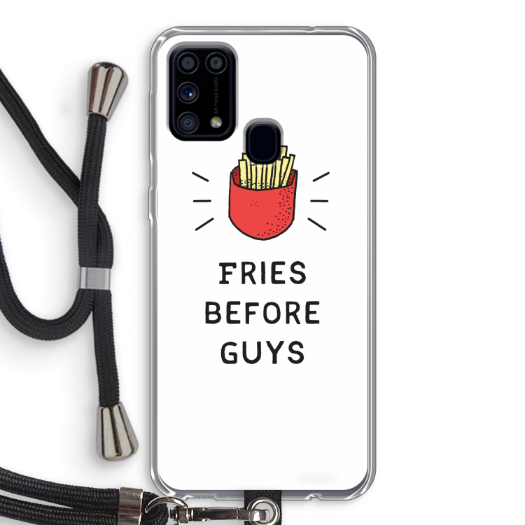 Fries before guys: Samsung Galaxy M31 Transparant Hoesje met koord