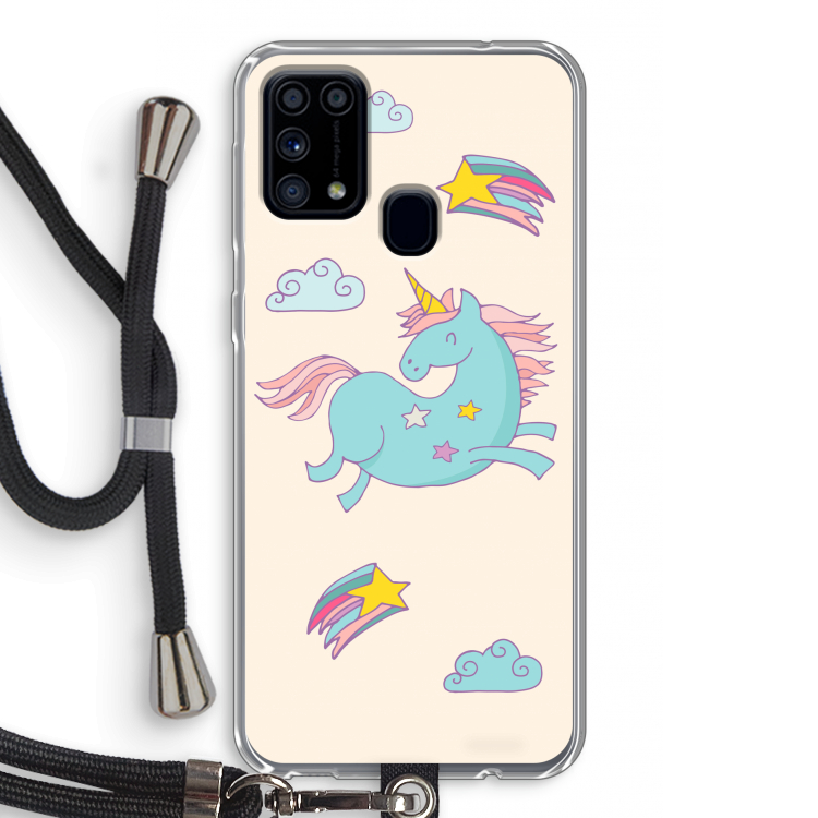 Vliegende eenhoorn: Samsung Galaxy M31 Transparant Hoesje met koord