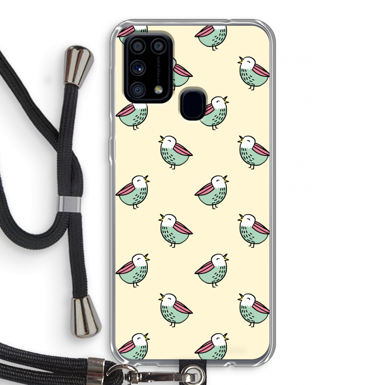 Vogeltjes: Samsung Galaxy M31 Transparant Hoesje met koord