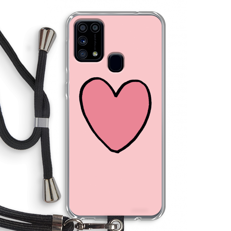 Hartje: Samsung Galaxy M31 Transparant Hoesje met koord