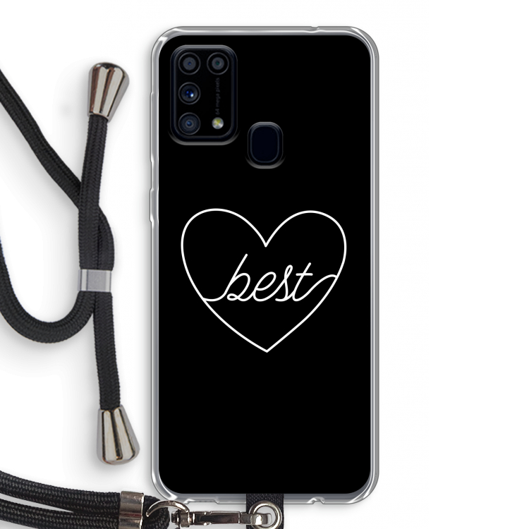 Best heart black: Samsung Galaxy M31 Transparant Hoesje met koord