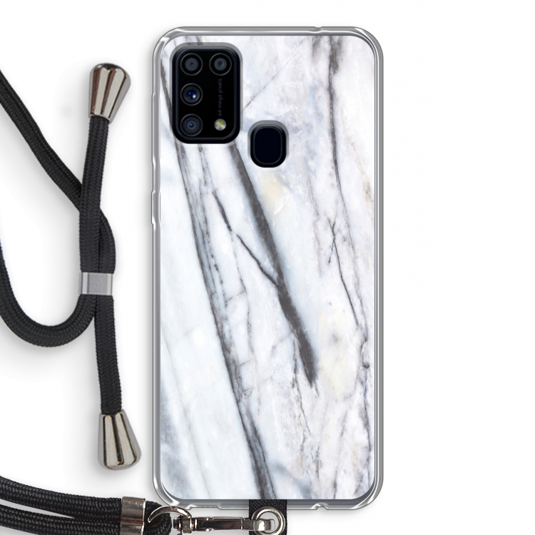 Gestreepte marmer: Samsung Galaxy M31 Transparant Hoesje met koord