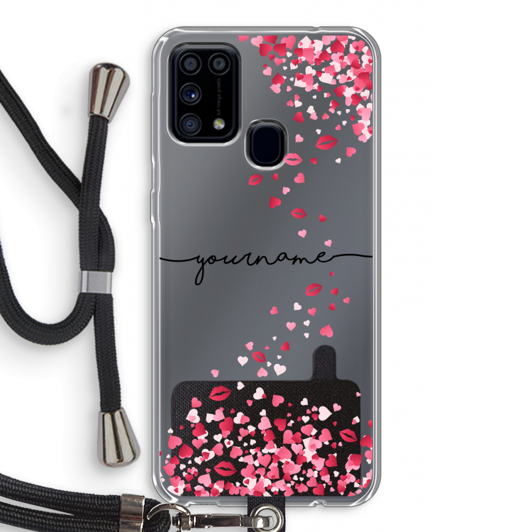 Hartjes en kusjes: Samsung Galaxy M31 Transparant Hoesje met koord