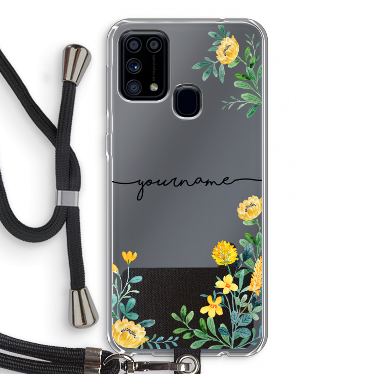 Gele bloemen: Samsung Galaxy M31 Transparant Hoesje met koord