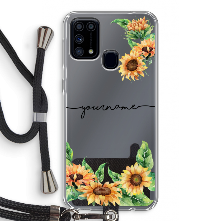 Zonnebloemen: Samsung Galaxy M31 Transparant Hoesje met koord
