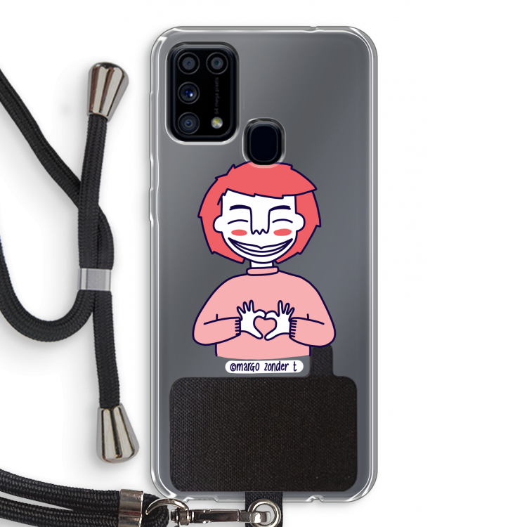 Hartje: Samsung Galaxy M31 Transparant Hoesje met koord