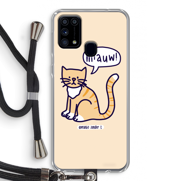 Miauw: Samsung Galaxy M31 Transparant Hoesje met koord