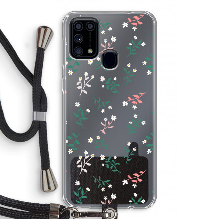 Small white flowers: Samsung Galaxy M31 Transparant Hoesje met koord