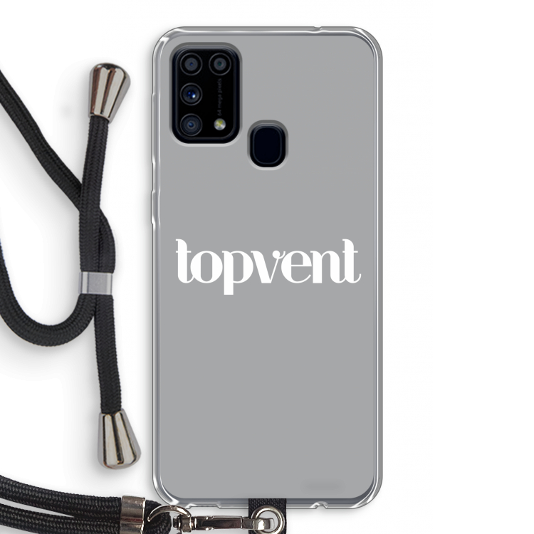 Topvent Grijs Wit: Samsung Galaxy M31 Transparant Hoesje met koord