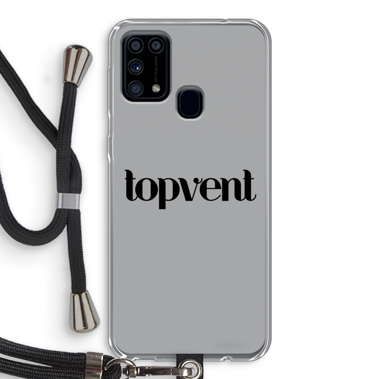 Topvent Grijs Zwart: Samsung Galaxy M31 Transparant Hoesje met koord