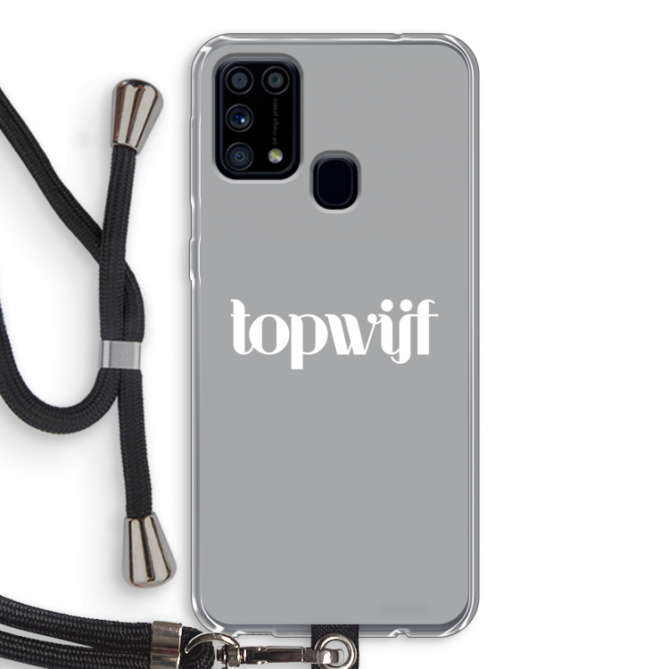 Topwijf Grijs Wit: Samsung Galaxy M31 Transparant Hoesje met koord