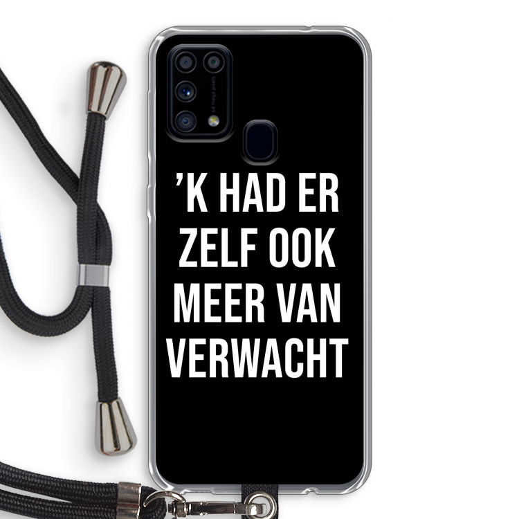 Meer verwacht - Zwart: Samsung Galaxy M31 Transparant Hoesje met koord